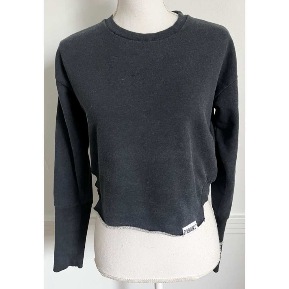 Gymshark • Charcoal Grey Women's Raw Hem Cropped Sweatshirt